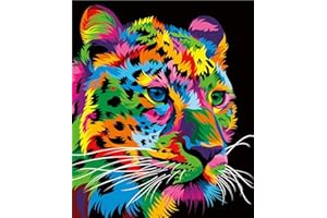 Maomaomi Paint by Numbers DIY Acrylic Painting Kit for Kids & Adults Beginner – 16" Wx20 L Colorful Leopard Pattern