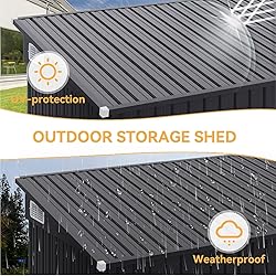 Aoxun 4' x 8' Shed Outdoor Storage Shed with Triple