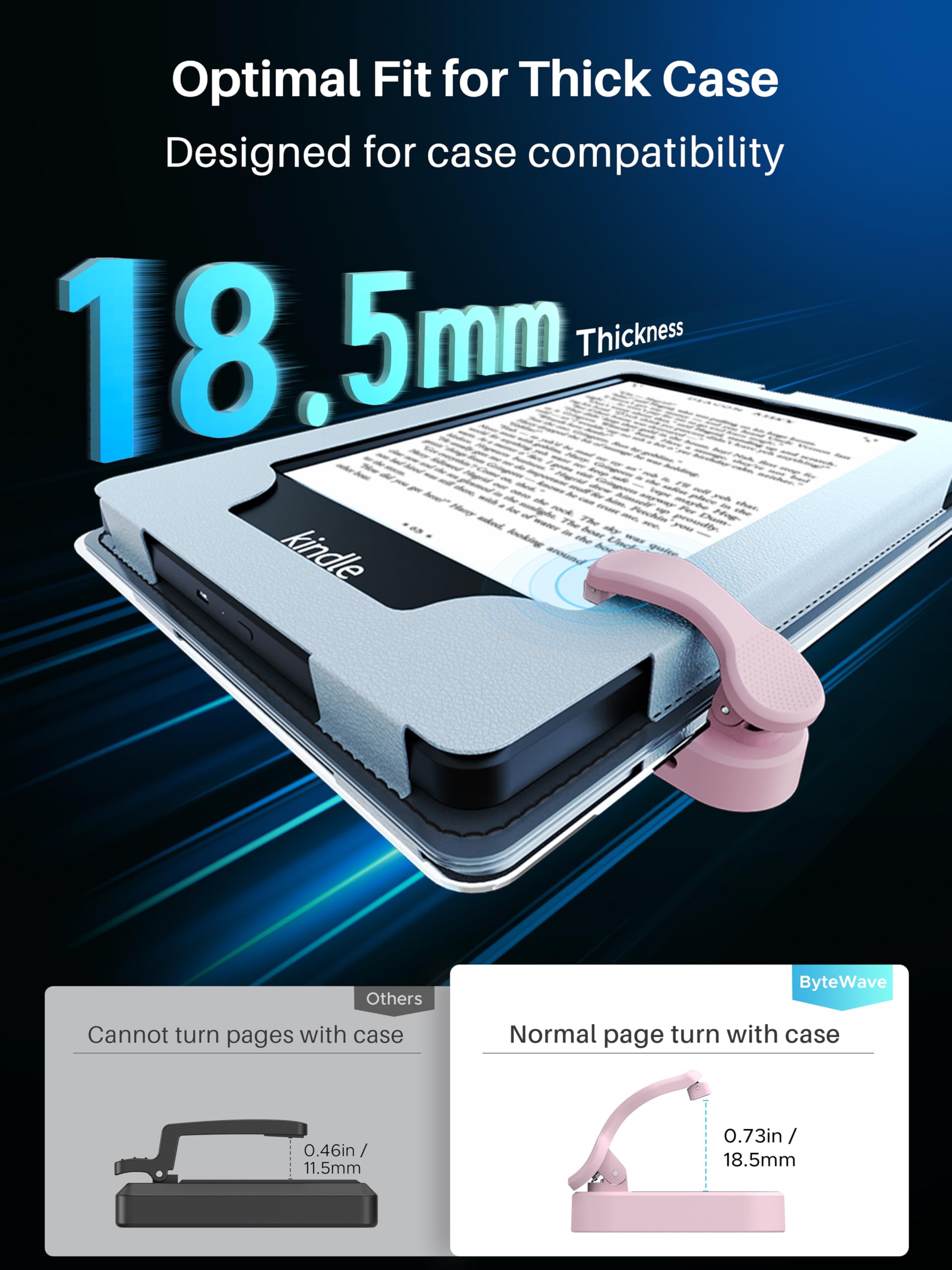 Page Turner for Kindle with Case, 2025 New Remote Control Page Turner for Kindle Paperwhite Oasis, Clicker Accessories for Reading Novel/Comic, Compatible with iPhone, Kobo, iPad, Android Tablet-Pink