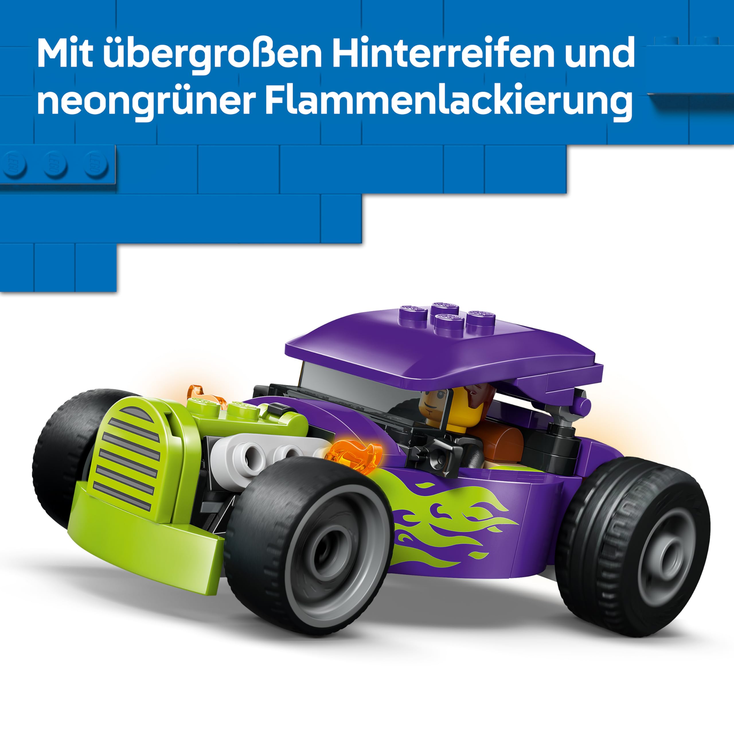LEGO City Hot Rod - Race Car Toy w/a Driver Minifigure & Folding Roof - Fine Motor Skills Building Set - Small Birthday Gift Idea for 5+ Year Old Boys - 60485 3