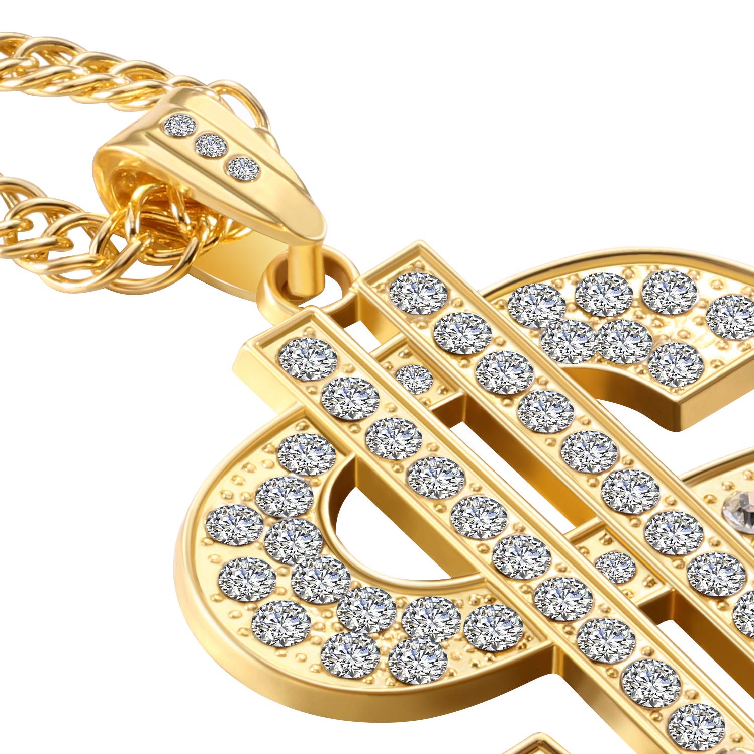 Tatuo 4 pcs fake Dollar Necklace Men gold Dollar Money Chains Hip Hop Chain Necklace Pendant for 70s 80s 90s Costume Accessories