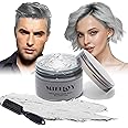Temporary Silver Gray Hair Spray Color Wax with Dye Brush, Instant Natural Hairstyle Cream 4.23 oz, Disposable Coloring Mud for Men Women Youth, Grey Styling Pomades, Party Cosplay DIY Halloween