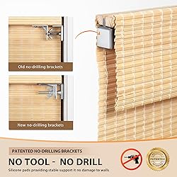 LazBlinds No Tools No Drill Cordless Bamboo Roman