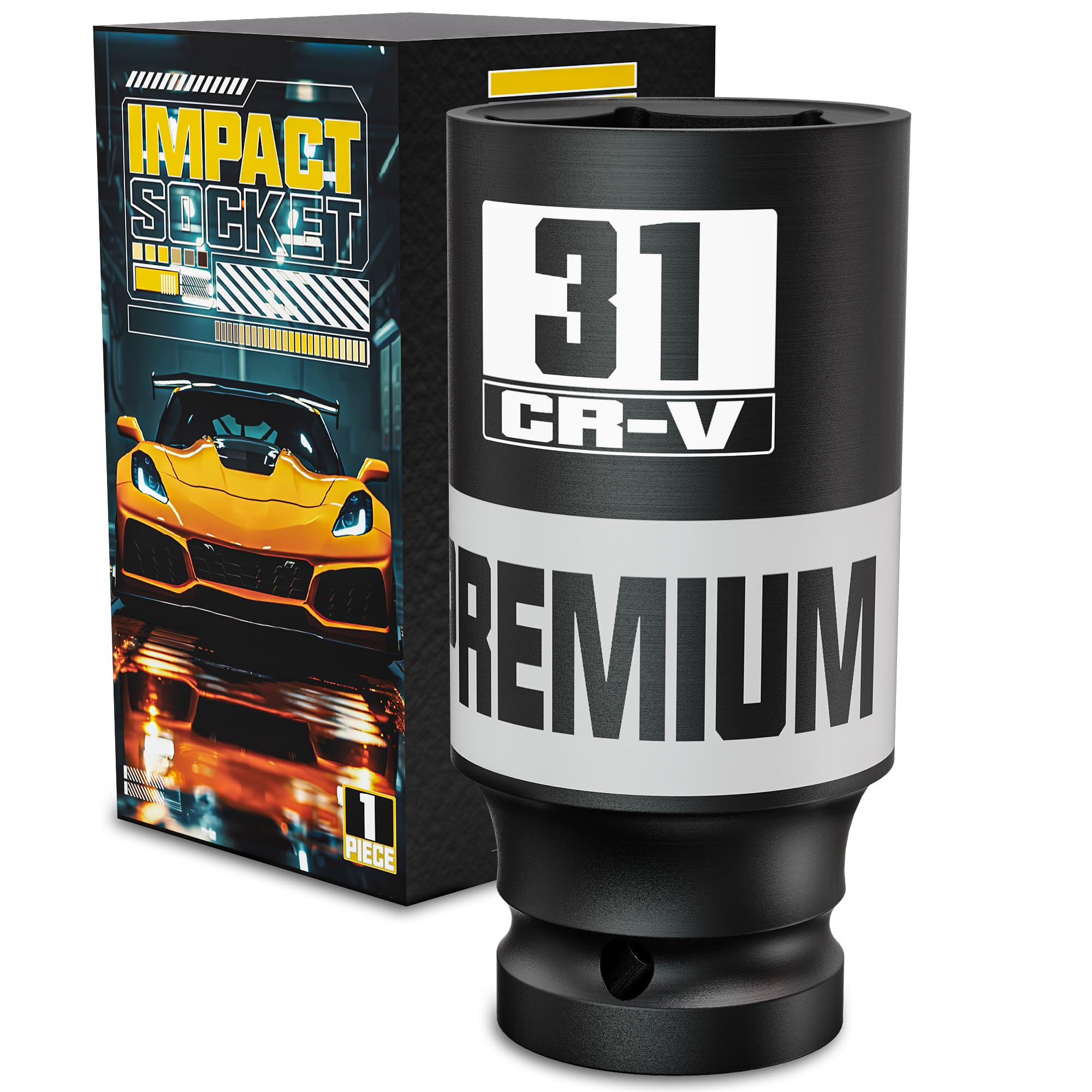 Photo 1 of 1/2" Drive Impact Socket, 31mm Deep Socket, Metric, 6 Point, CR-V, Perfect for Home, Mechanic and Repair Project