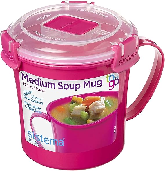 Sistema Microwave Soup Mug, 656 ml Pink Amazon.co.uk Kitchen & Home