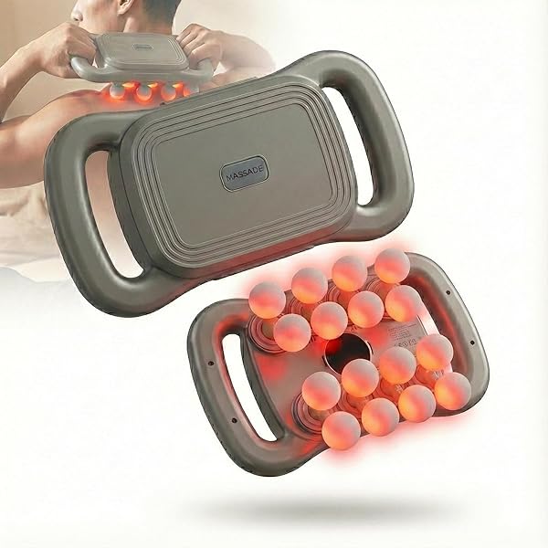 BEAUTI4U 16 HEAD DEEP TISSUE MASSAGER WITH RED LIGHT THERAPY, MULTI HEAD MASSAGE GUN, 9 SPEEDS & 9 MODES, TYPE-C RECHARGEABLE FULL BODY BACK MASSAGER, KNOT BUSTER 2.0 MUSCLE MASSAGE TOOL