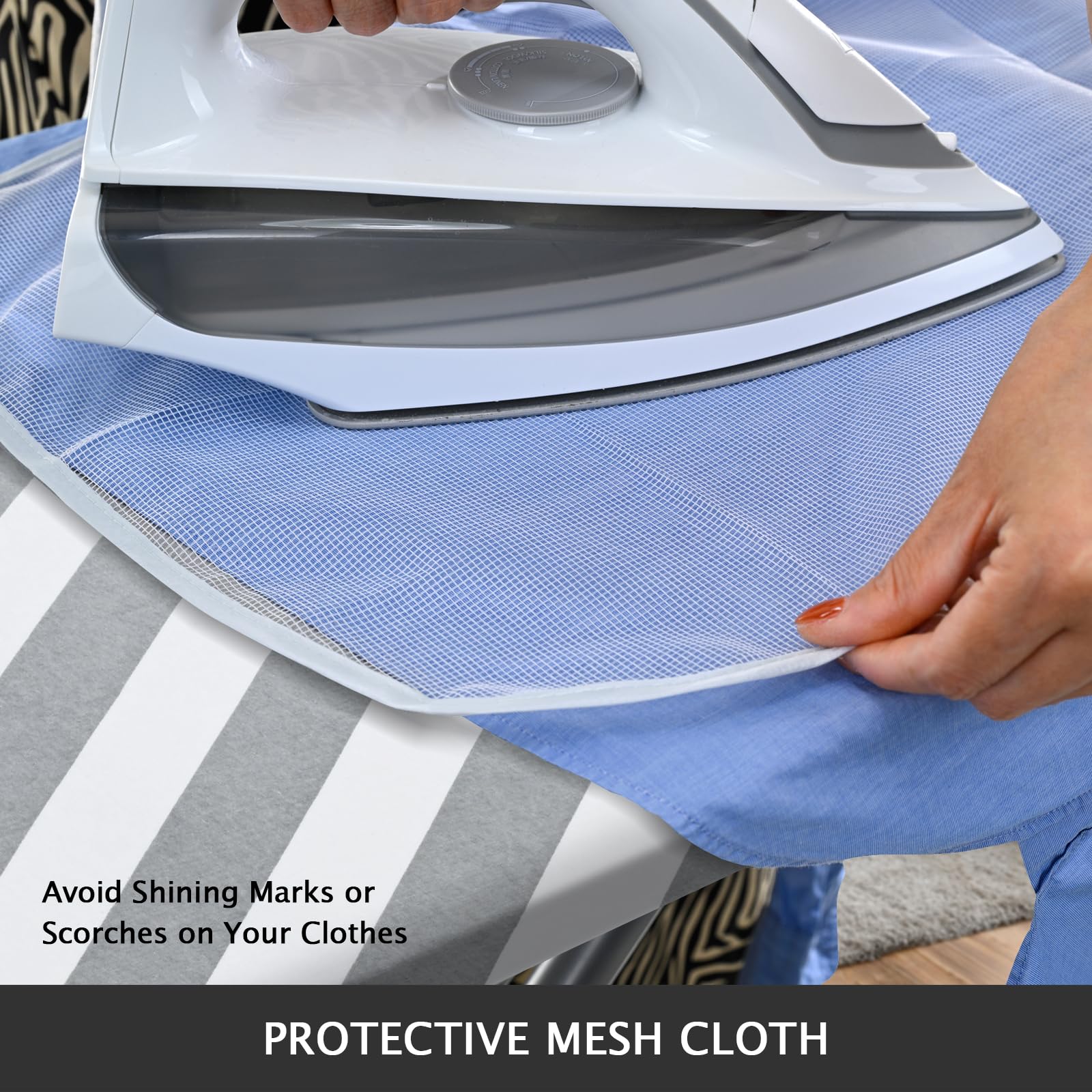 SheeChung 12.5 x 32 Inch Small Ironing Board Cover and Pad,Cotton Cover & Extra Thick Padding,Resists Scorching and Staining,Elastic Cord,Fits Small Mini Table top Ironing Board (Board not Included)
