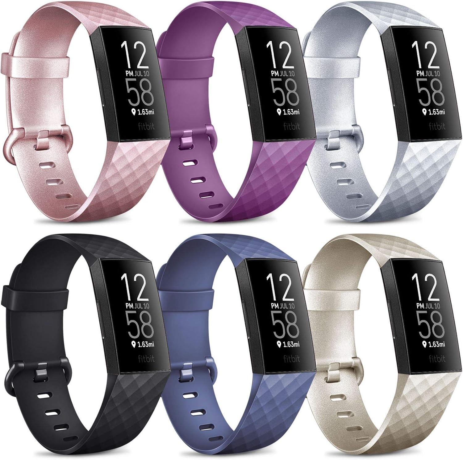 Oumida Pack 6 Compatible for Fitbit Charge 3 Strap/Fitbit Charge 4