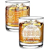 Old Fashioned Glasses-1936-Vintage 1936 old time information 10.25oz Whiskey Rocks Glass -90th Birthday Aged to Perfection - 90 years old gifts Bourbon Scotch Lowball Old Fashioned-1PCS
