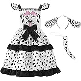 ReliBeauty Dalmatian Costume Kids, Girls Dalmatian Costume with Accessories Halloween Party