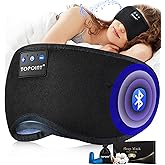 TOPOINT Antifaz para dormir con auriculares Bluetooth 5.2 inalámbricos, auriculares para dormir con micrófono, altavoces HD i