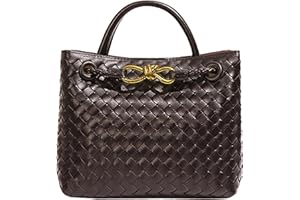 URAWOW Woven Bags for Women Bowknot Small Tote Hobo Shoulder Crossbody Bags PU Leather Handwoven Satchel Woven Purses