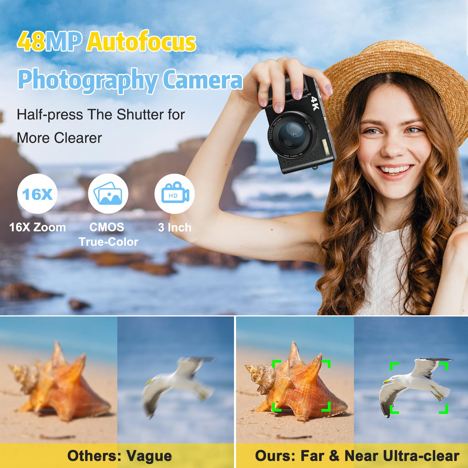 Mua Zostuic 4K Digital Camera for Photography and Video Autofocus, 48MP ...