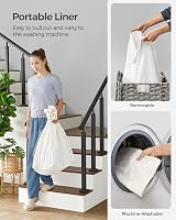 SONGMICS LCB363G01 140L Laundry Basket with Lid 3 Compartments Grey view 5