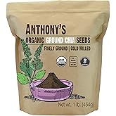 Anthony's Organic Ground Chia Seed, 1 lb, Finely Ground, Cold Milled, Gluten Free, Non GMO