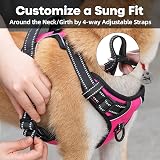 PoyPet No Pull Dog Harness Reflective Vest with 2 Leash Attachments (Hot Pink, view 5