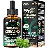 USDA Organic Oil of Oregano - Liquid Drops with Vitamin E - Made in USA - Supplement for Immune Support, Digestion Health & Antioxidant - Non-GMO, Natural, Vegan - As Pills, Capsules, Softgels 1 fl oz