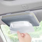 Car Visor Tissue Holder, Zipper Sun Visor Tissue Box for Car &amp; Boat, Gray | Car accessory keep interior tidy, travel-friendly, installs on car visors fast, quick reload, fits Boat trucks SUVs