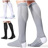 CS CELERSPORT 3 Pairs Compression Socks for Men and Women 20-30 mmHg Running Support Socks