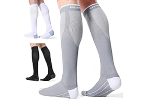 CS CELERSPORT CelerSport 3 Pairs Compression Socks for Men and Women 20-30 mmHg Running Support Socks