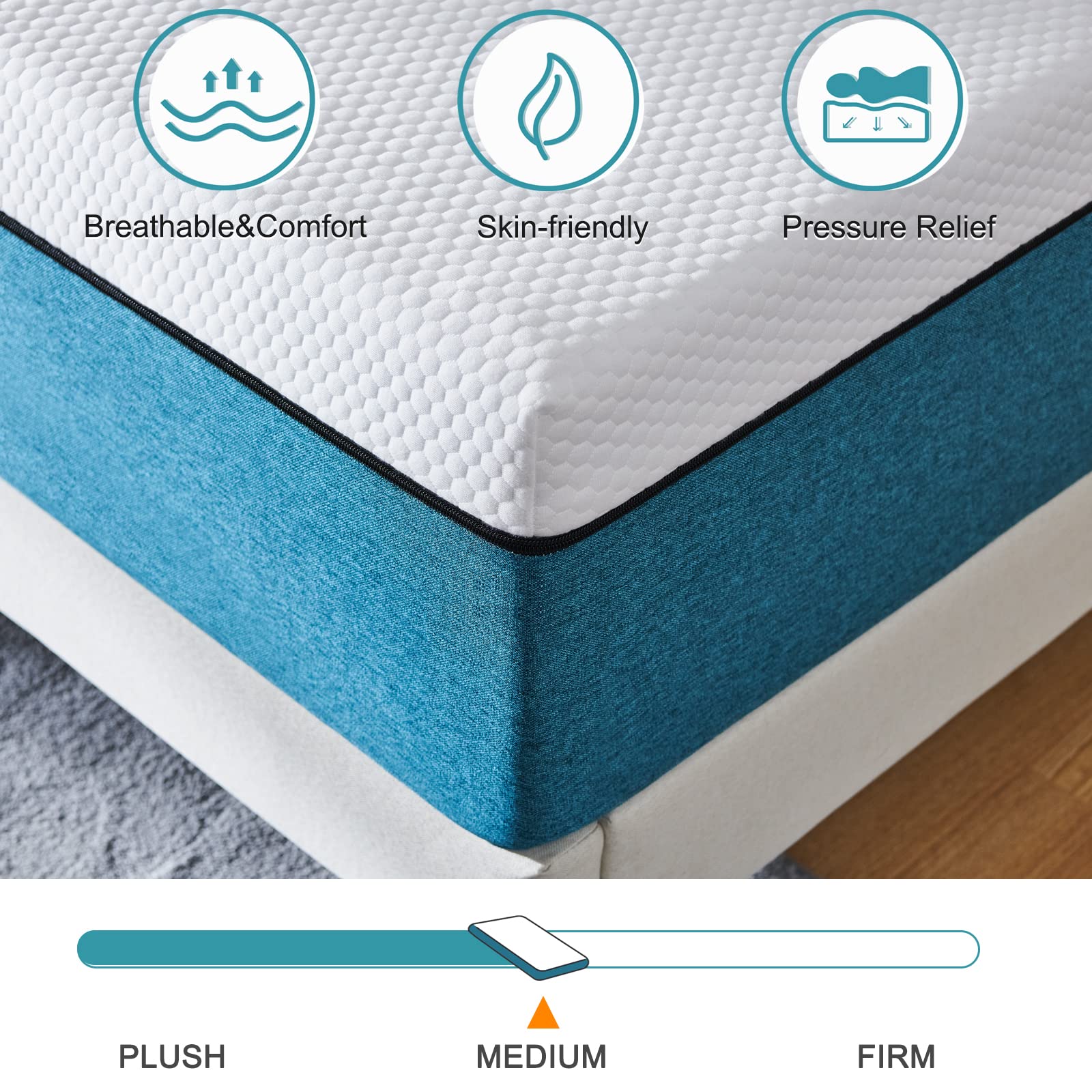 IYEE NATURE Queen Mattress, 10 inch Queen Gel Memory Foam Mattress in a Box, with CertiPUR-US Beds Mattresses Medium Firm Queen Foam Mattress for Sleep Mattress Queen Size 60 * 80 * 10 inch