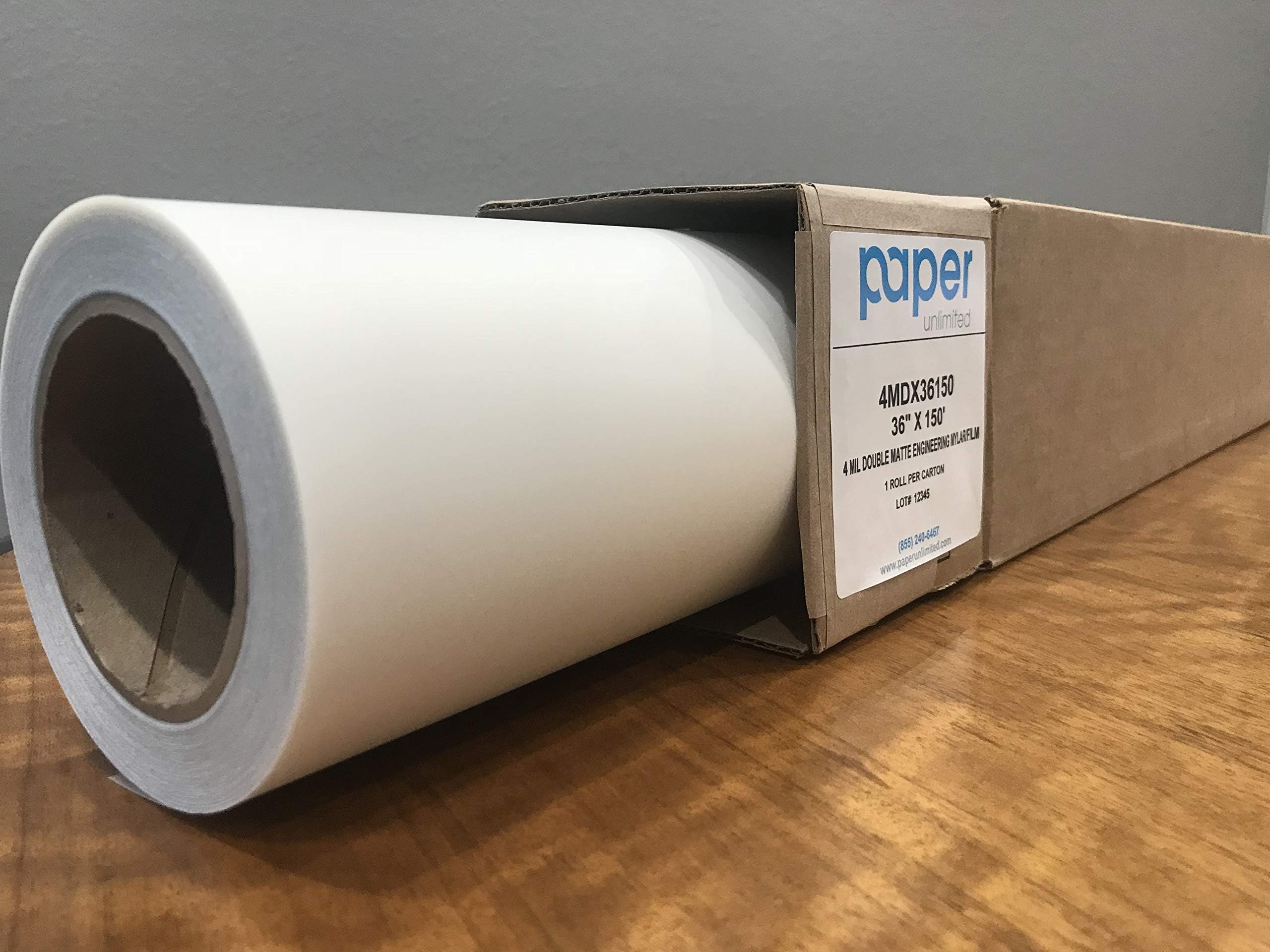 4 Mil Double Matte Engineering Mylar Film 36" x 150', 3" core roll, 1 roll per carton