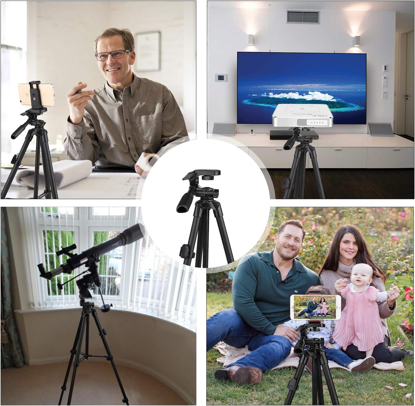 Phone Tripod Nagnahz 55inch Video Recording Tripod Stand with Bluetooth Remote 360 Panorama Pan Head Travel Portable Selfie Stick Extendable Tripod for Mobile Phones iPhone 11/Xs/X/8/Gopro/Camera: Camera & Photo