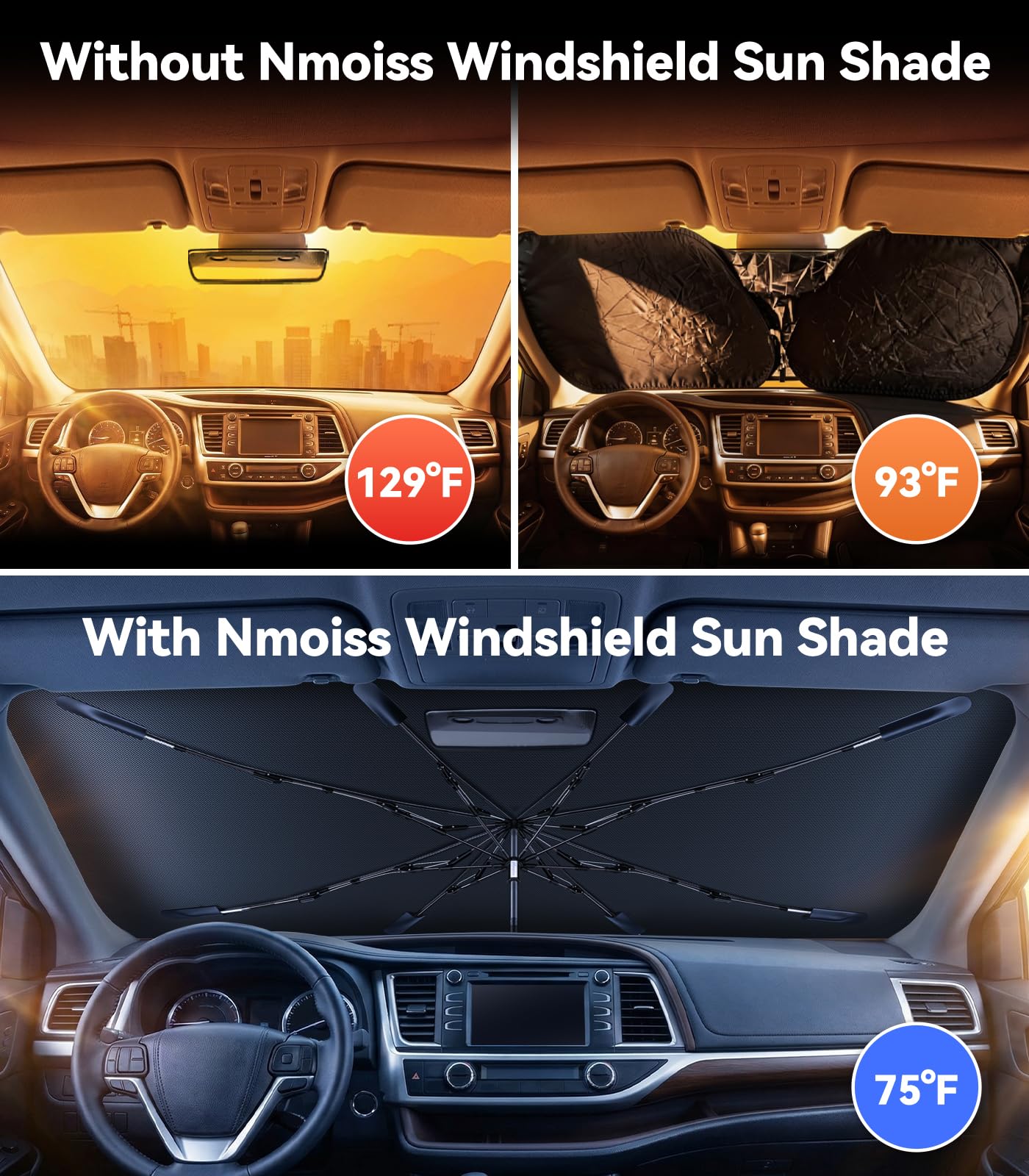 Condition photo showing New/Like New for nmoiss windshield sun shade umbrella [vinyl coating heat shield] for toyota grand highlander 2024-20