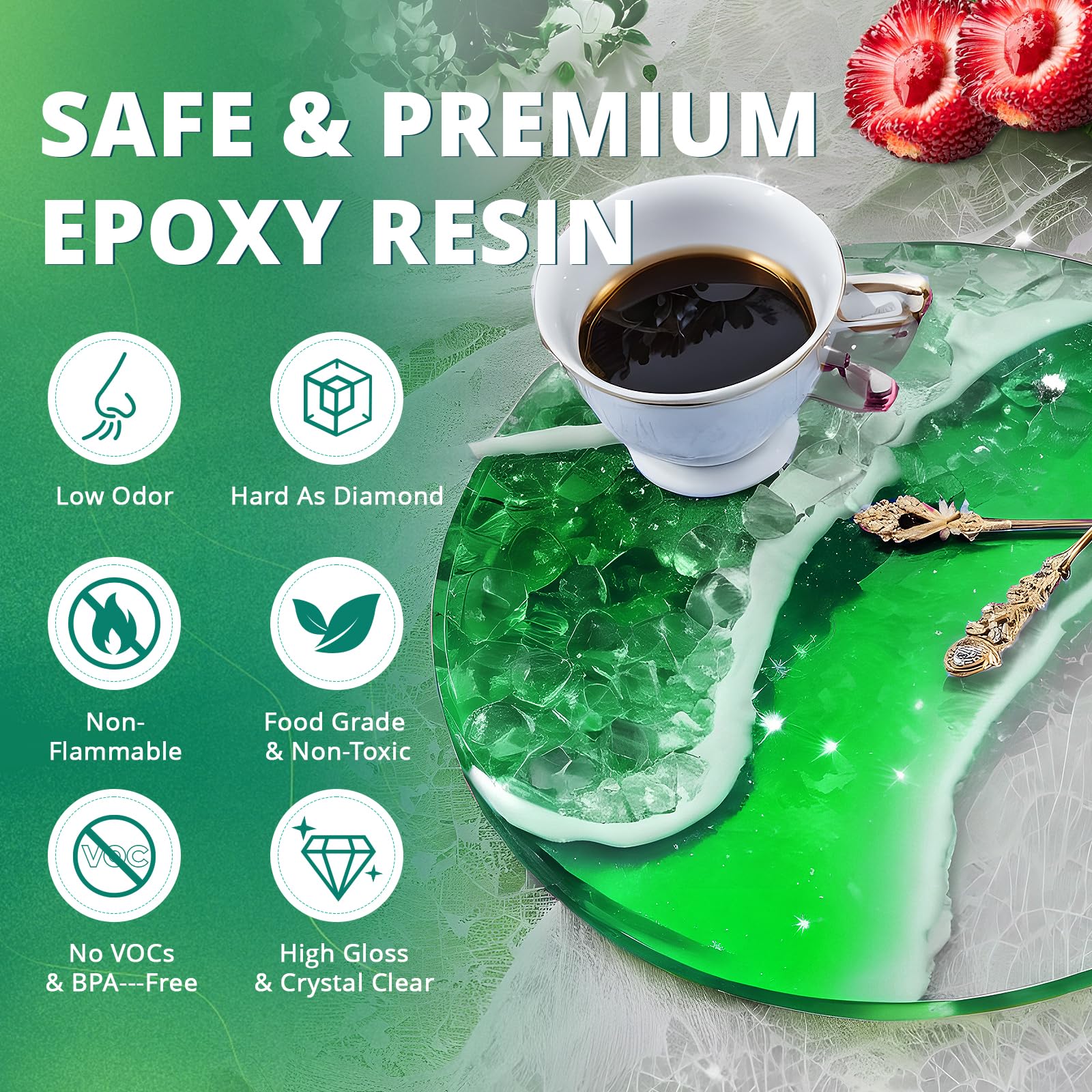 Resin Epoxy, KHKD RESIN 1 Gallon Epoxy Resin Kit- 2 Part Crystal Clear Resina Epoxica - High Gloss Odorless, UV & Impact Resistance Food Grade Epoxy Perfect for DIY Crafts, Jewelry, Art Coating