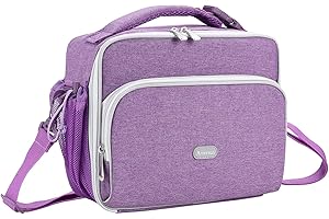 Amersun Boys Girls Lunch Bag, Purple with Shoulder Strap, Fabric Material, Spacious 10.2"L x 8.2"H x 0.43"W