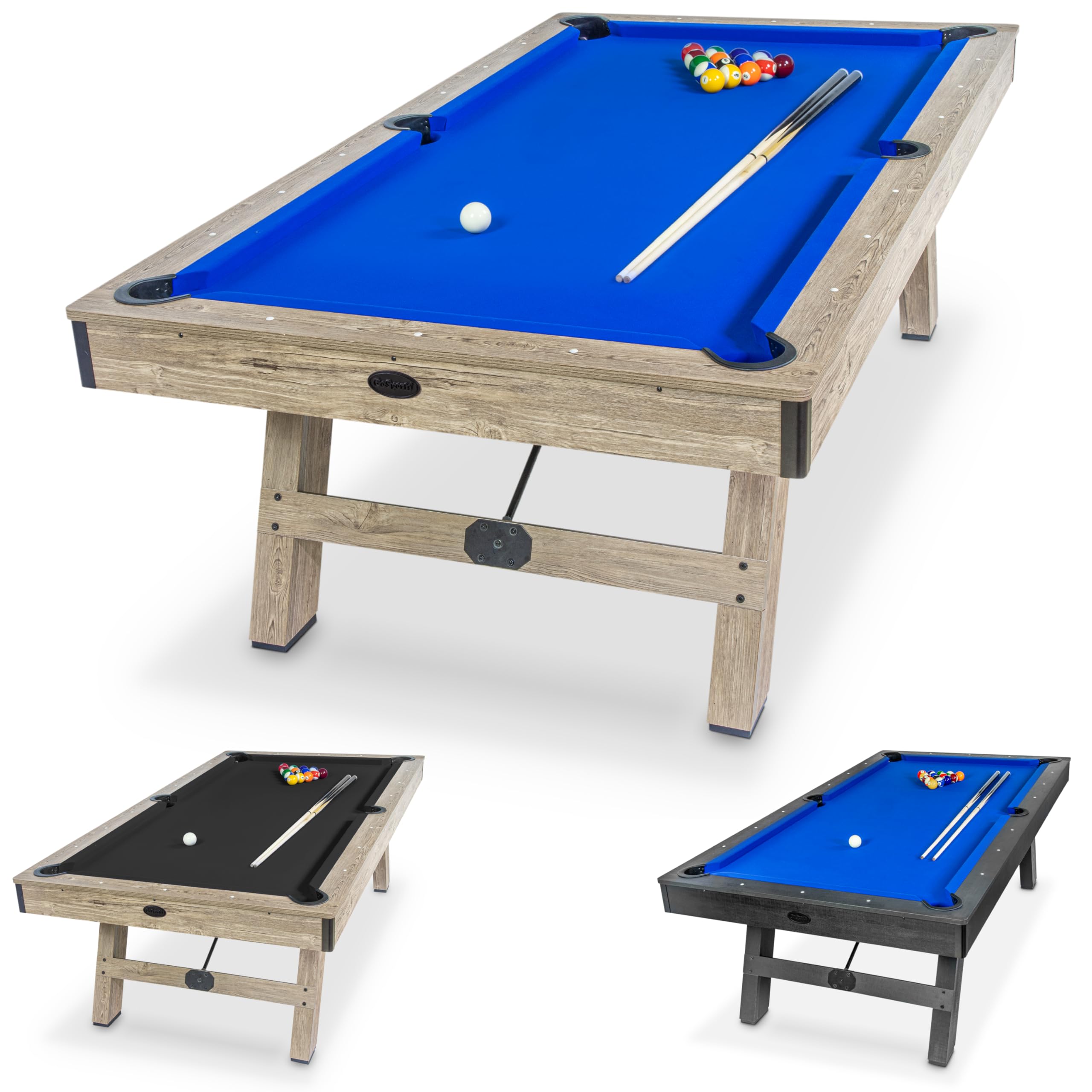 Photo 1 of GoSports 8 ft Pool Table with Wood Finish - Modern Billiards Table with 2 Cue Sticks, Balls, Rack, Felt Brush and Chalk - Choose Your Style