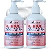 Alozera Skin Firming Retinol Collagen Face & Body Lotion with Stem Cells for Aging Skin and Wrinkles, Non-Greasy, Lightweight Moisturizer, Fragrance-Free, 16.9 oz (2-Pack)