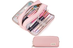 FAHZON Pencil Case with 3 Large Capacity Compartments, Pen Pouch Bag-PC01