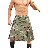 OCANXUE Kilt for Men Camo Utility Kilt Waterproof Tactical Kilt Irish Scottish Kilts with 4 Pockets
