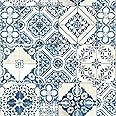 RoomMates RMK11083WP Blue Mediterranian Tile Peel and Stick Wallpaper 20.5" x 16.5 feet