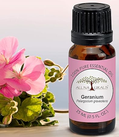 All Naturals Geranium Essential Oil 15ml 100% Pure for Massage, Relaxation, Skin Cooling & Natural Perfumes