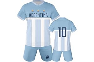 Qioov Soccer Jersey Kit Kids #7#10 National Team Boys Soccer Jersey/Shorts Football Shirt Set Girls Gift for Soccer Fans
