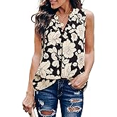 Gaharu Women's Summer Tank Blouse Casual V Neck Sleeveless Tunic Top Shirt