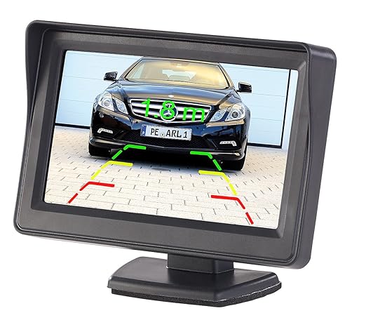 Lescars Rückfahrkamera Monitor: Kfz-Monitor für Rückfahr- & Front-Kamera, LCD-Display mit 10,9 cm/4,3' (Frontkamera Auto Nach
