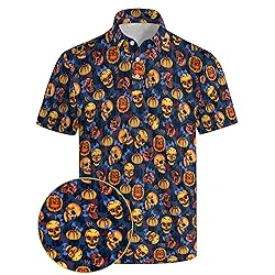 Xdceu Skull Golf Shirts for Men - Halloween