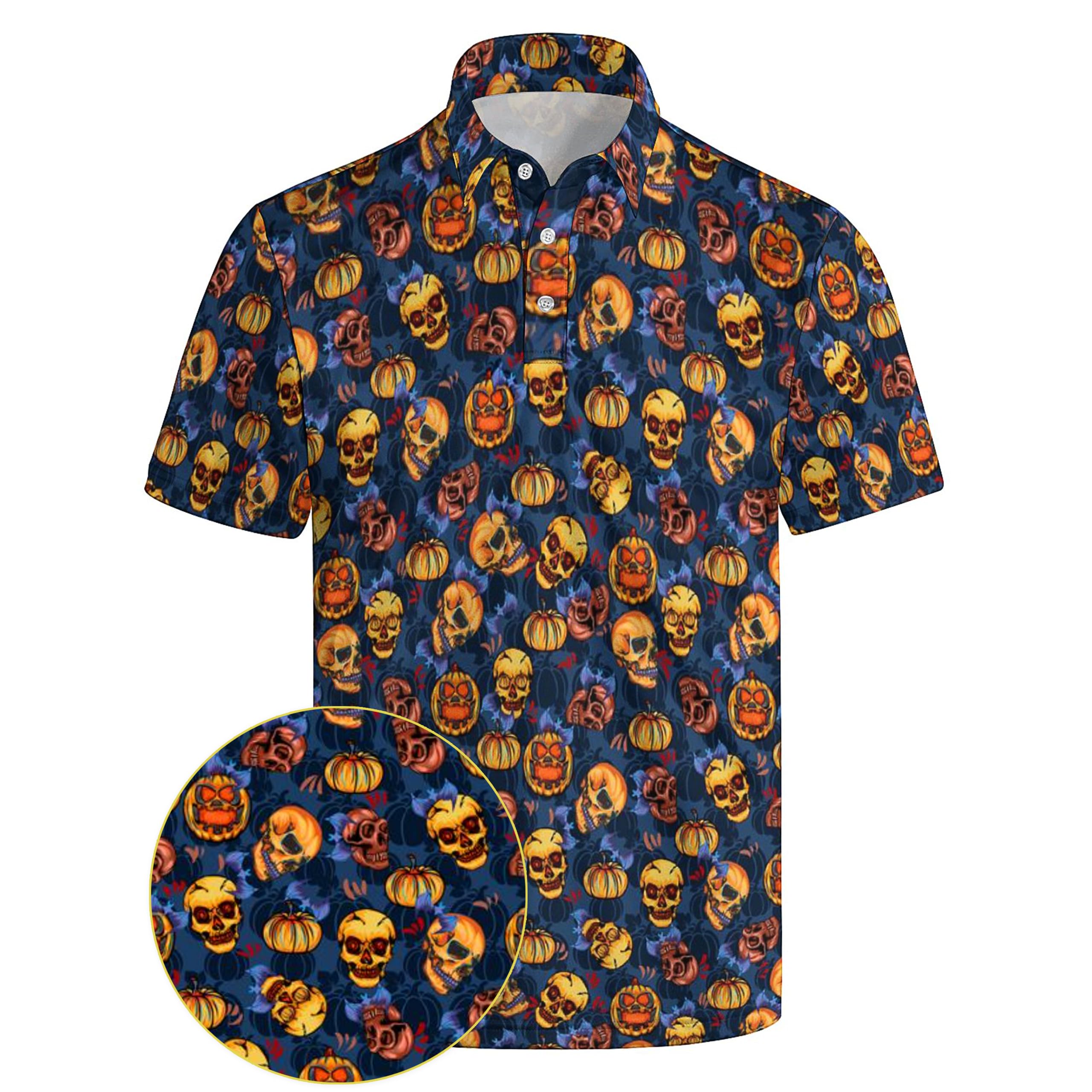 Xdceu Skull Golf Shirts for Men - Halloween