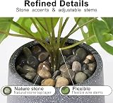 LUWENER Fake Plant Sea Taro Leaves in Grey Pot 13 Inches Tall view 3