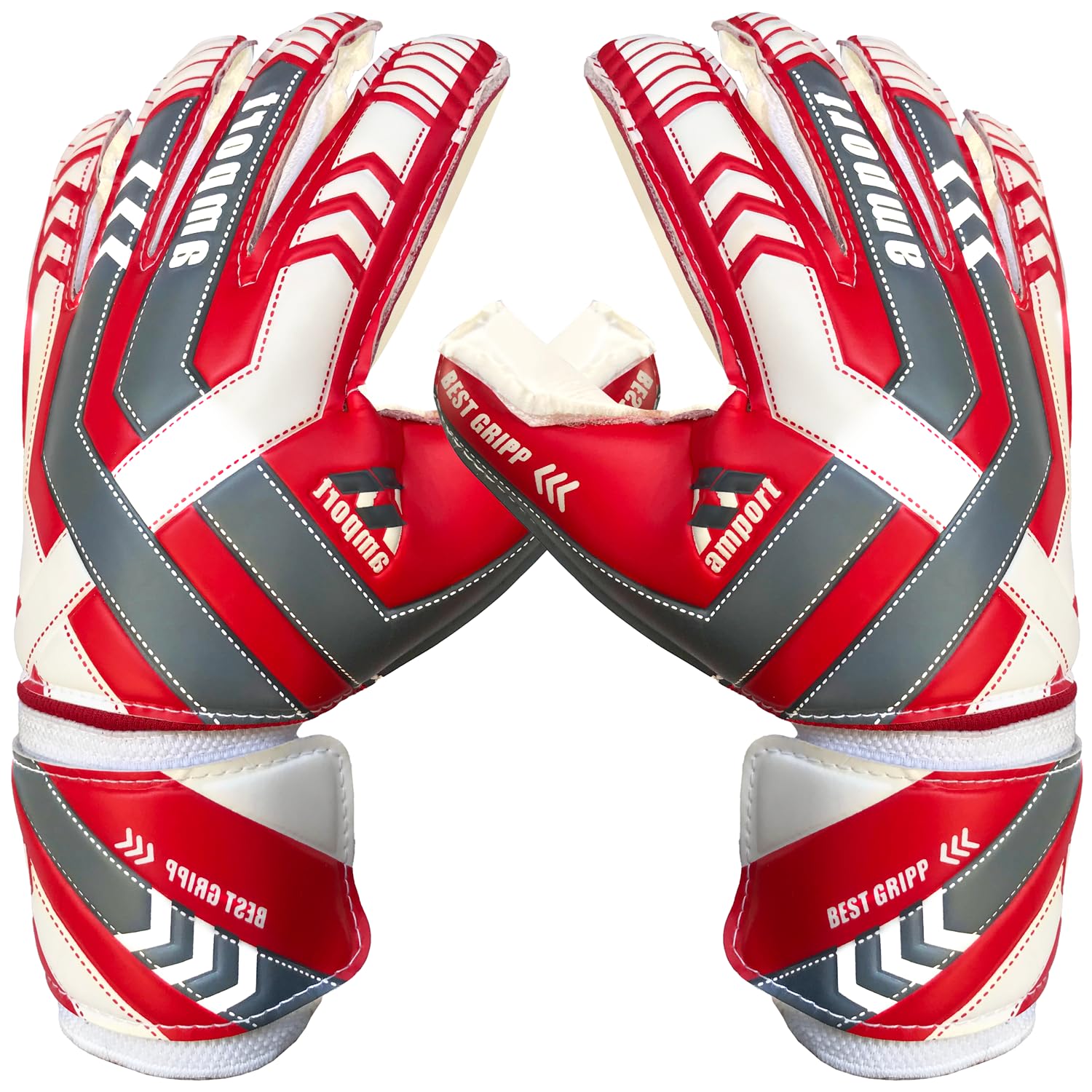 amport Goalkeeper Gloves – Finger Spine Protection, Hybrid Cut & Wide Double Layer Wristband – Unique Designed, Best Grippy and Consistent Palm Grip Goalie Gloves for Kids, Youth & Adult
