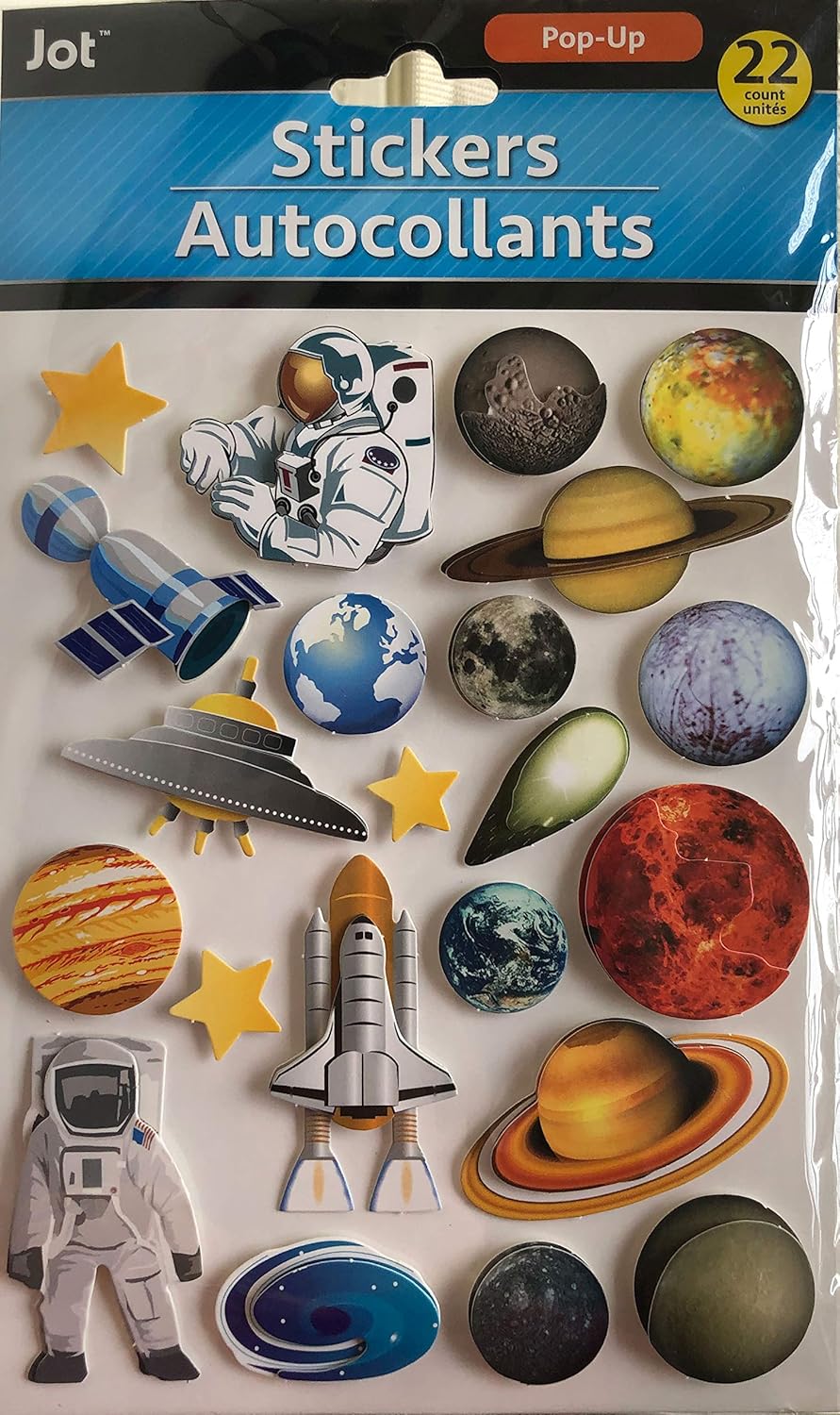 21 Hand Made Dimensional Layered Stickers Astronaut Space Shuttle Planets Solar System Satellite Raised Decorative 3d Embellishments