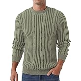 Askdeer Men's Pullover Sweater Cable Knit Casual Crewneck Sweaters Classic Soft Knitted Pullover Tops with Ribbing Edge