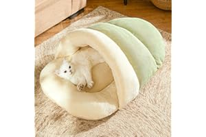 ROMANECO Cat Bed - Cat Cave Bed for Indoor Cats and Small Dogs, Cute Slipper Cat Cave Bed Cat House, Cozy & Soft Plush, Anti-Slip &Durable, Washable for Kittens and Puppies Under 15 lbs (24"x16", M, Green)