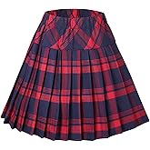 Urban CoCo Women's Elastic Waist Tartan Pleated School Skirt