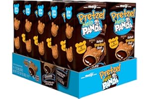 MEIJI Hello Panda Pretzel Cookies, Chocolate Crème Filled - 1.7oz, Pack of 10 - Crunchy Pretzel Shell with Smooth Delicious Crème