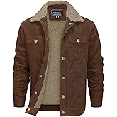 EKLENTSON Men's Corduroy Jackets Sherpa Lined Winter Coats Thermal Warm Fleece Jacket Casual Lapel Trucker Jackets