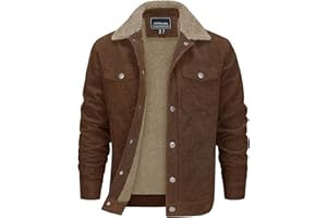 EKLENTSON Men's Corduroy Jacket Sherpa Lined Trucker Jackets Cotton Winter Warm Thick Casual Lapel Fleece Jacket 5 Pockets
